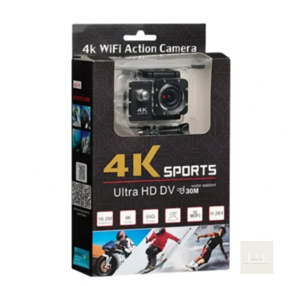 Camara Sport 4k Ultra Hd Wifi Sumergible 30m Negro