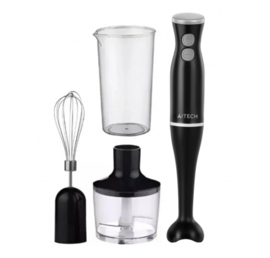 Mixer Licuadora de Mano Aitech 4 En 1 2 Velocidades Con Accesorios Negra