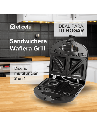 Sandwichera Waflera Grill Aitech Eléctrica 3 En 1 Antiadherente 220v